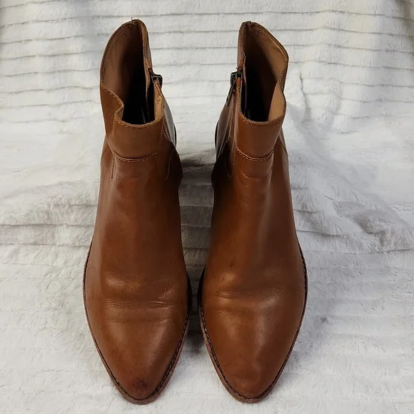 Madewell Charley Size 8.5 M Chestnut Brown Leather Booties Zip Cowboy Western - Picture 3 of 14